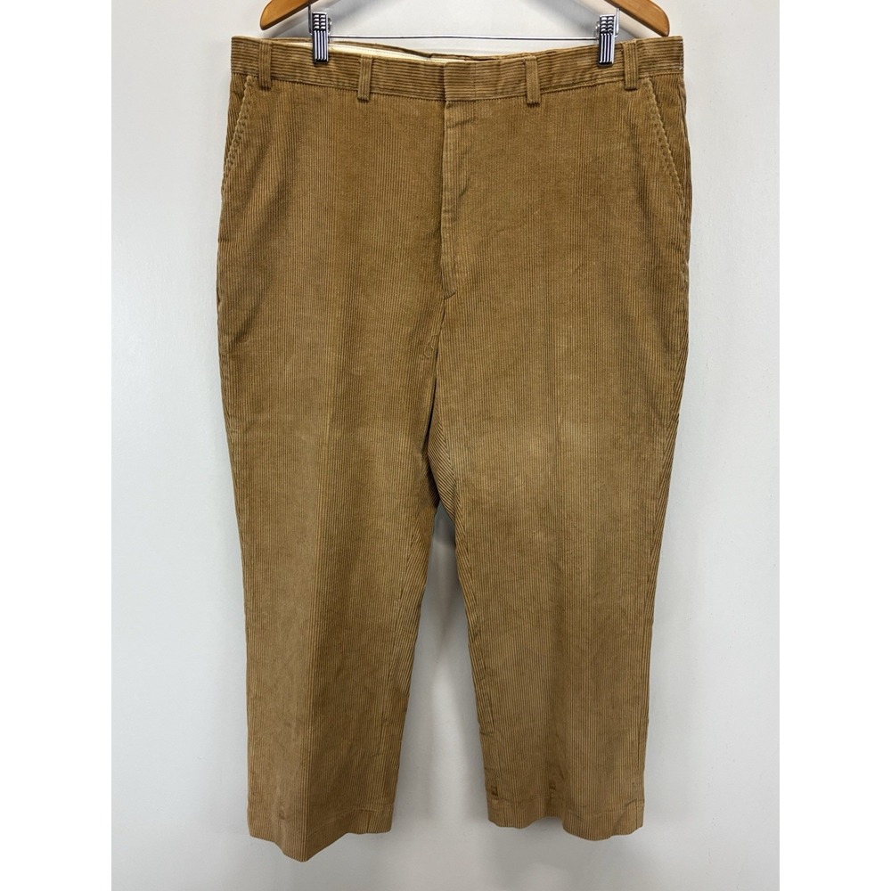 Vtg Orvis Corduroy Pants Sz 40x30 Men's Brown Pinwale Flat Front Made USA 90s